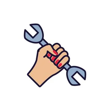 Hand with wrench tool isolated icon 스톡 일러스트