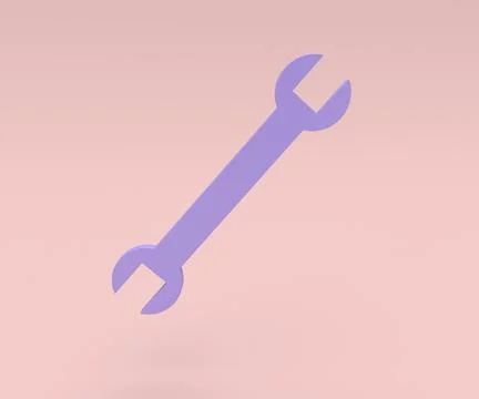 Hand Wrench tool spanner icon, minimal 3d render illustration on pink backgro Stock Illustration