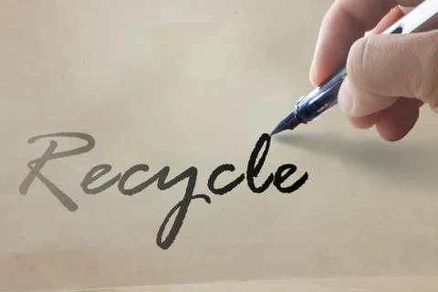 Hand write recycle word on recycle paper Stock Illustration