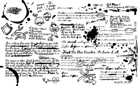 Hand write scribble journal page with text notes Stock Illustration