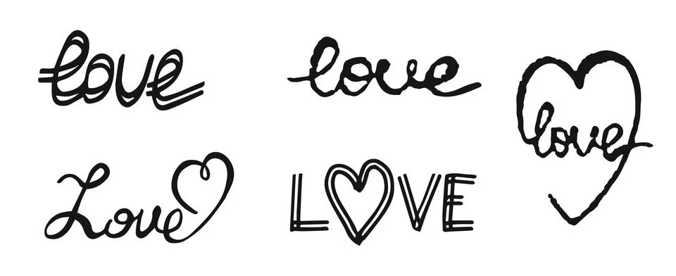 Hand write text love. Design elements for Valentine day. Stock Illustration