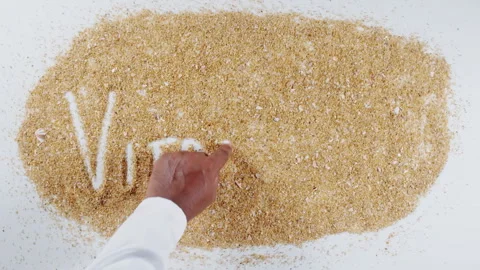 Hand Writes On Beach Sand Vitamin D Stock Footage 248660417