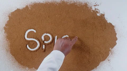 Hand writes on brown soil words Spices Stock Footage 248677228