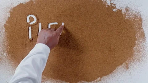 Hand writes on brown soil words Please subscribe Stock Footage 248678472