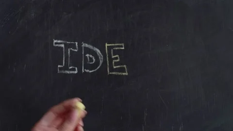 Hand writes in chalk the word idea on a blackboard. the word new appears. stop Stock Footage 169086573