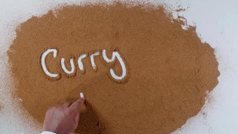 Hand Writes On Curry words Curry Powder Stock Footage 248683440