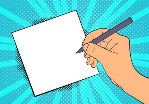 Hand writes a note. Pop Art vintage vector illustration Stock Illustration