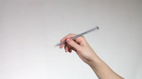 Hand writes pencil in the air. Stock Footage 60405243
