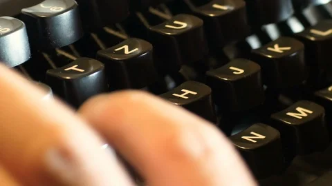 Hand writes typewriter, on a typewriter of the eighties in which it was not yet Stock Footage 97163681