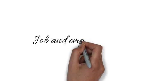 Hand writes on a white background the word job and employment Stock Footage 150424671