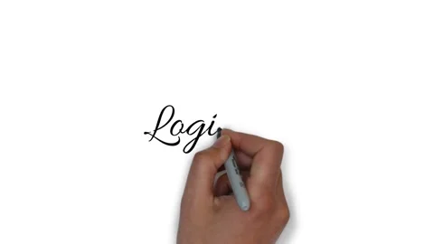 Hand writes on a white background the word logistics Stock Footage 150424677