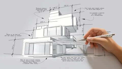 Hand writing architecture design specifications Stock Illustration