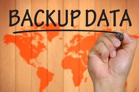 Hand writing backup data Foto stock