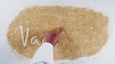 Hand Writing On Beach Sand word Vacation Stock Footage 248670309