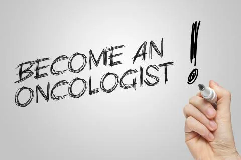 Hand writing become an oncologist Stock Illustration