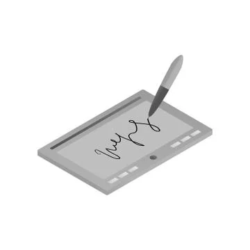 Hand writing biometric security digital tablet for office Stock Illustration