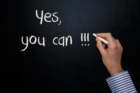 Hand writing on the blackboard Stock Photos