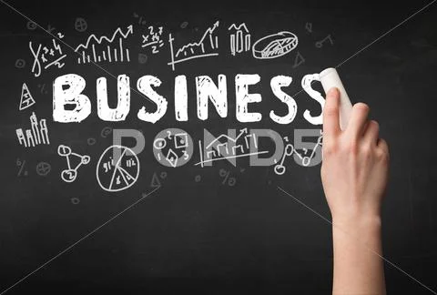 Hand writing business on blackboard Stock Photos
