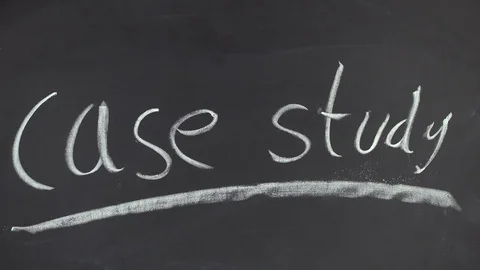 Hand writing "Case study" words on the chalkboard Stock Footage 84037236