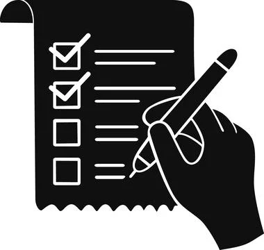 Hand writing checklist on document with pen icon Stock Illustration