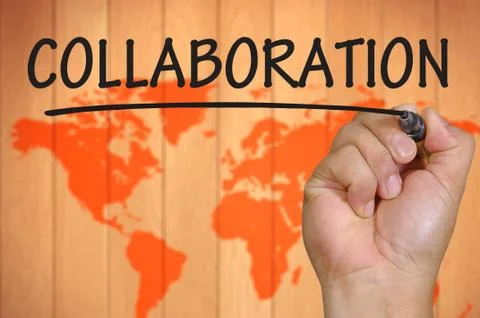 Hand writing collaboration Stock Photos