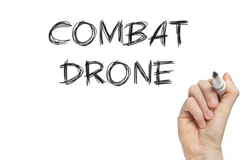 Hand writing combat drone Stock Illustration