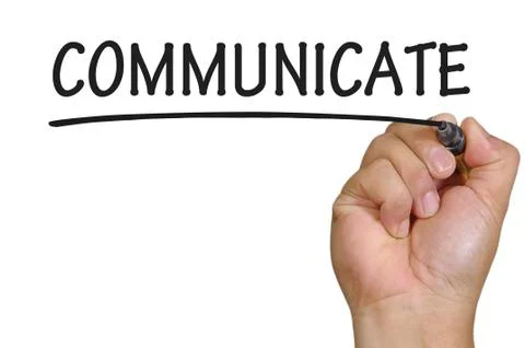 Hand writing communicate Foto stock