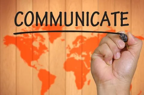 Hand writing communicate Foto stock