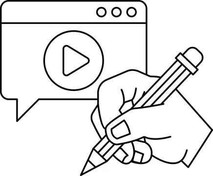A hand is writing on a computer screen with a pencil Illustrazione stock