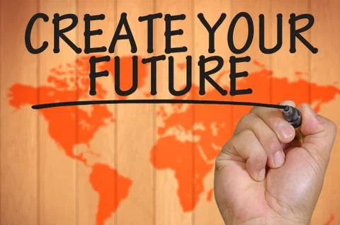 Hand writing create your future Stock Photos