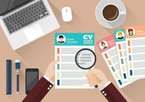 Hand writing Curriculum Vitae application paper sheet Stock Illustration
