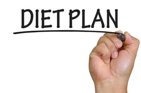 Hand writing diet plan Foto stock
