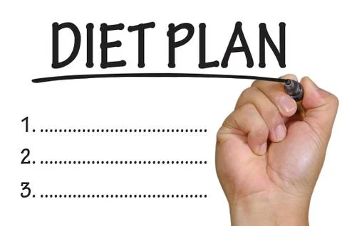 Hand writing diet plan Foto stock