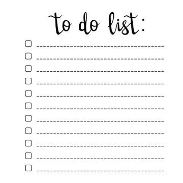 Hand writing To do list, check boxes with lines, vector Stock Illustration