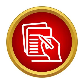 Hand writing on document paperwork icon concept Stock Illustration