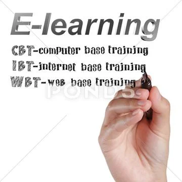 Hand writing a e-learning Stock Illustration