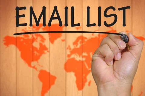 Hand writing email list Foto stock