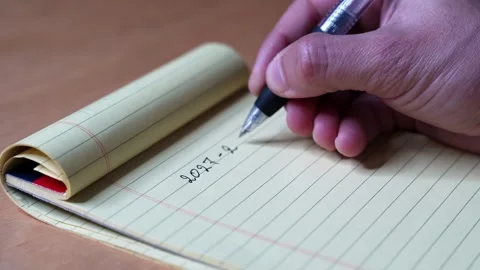 Hand writing future business plan on yellow notepad Stock Footage 337135472
