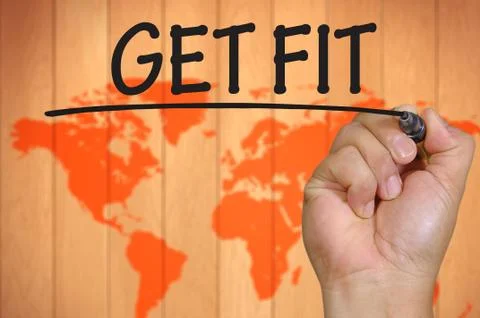 Hand writing get fit Stock Photos