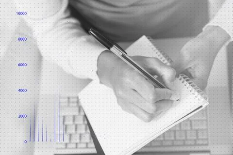 Hand writing with graph overlays 스톡 사진