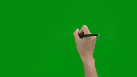 Hand writing on green screen Stock Footage 87446968