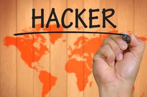 Hand writing hacker Stock Photos