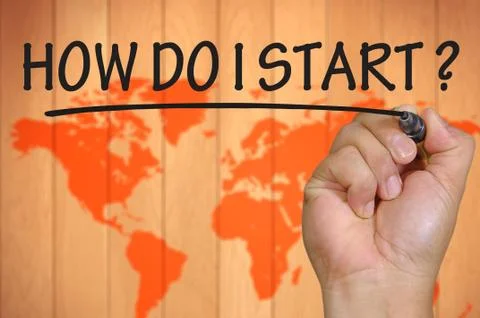 Hand writing how do i start Foto stock