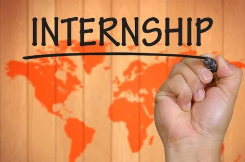 Hand writing internship Foto stock