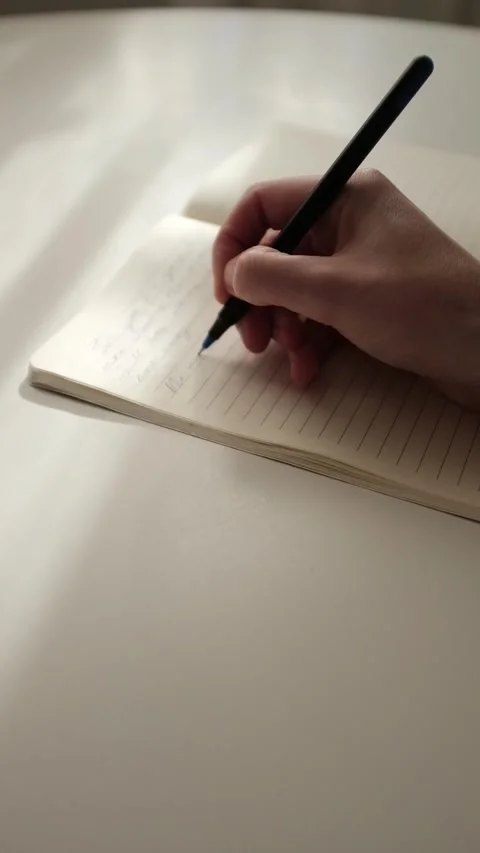 Hand writing journaling. Beautiful light slow motion video. Gratitude journal. Stock Footage 320052241