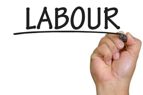 Hand writing labour Foto stock