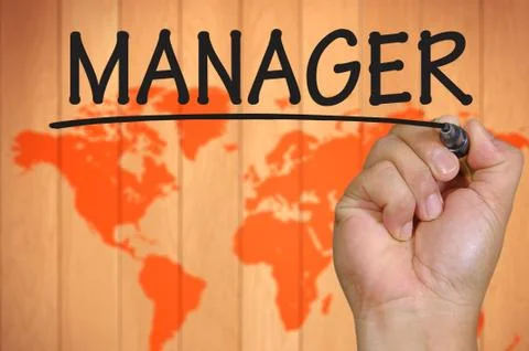Hand writing manager Foto stock