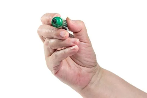 Hand is writing with a marker Stock Photos
