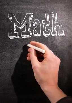 Hand writing Math on blackboard Stock Photos