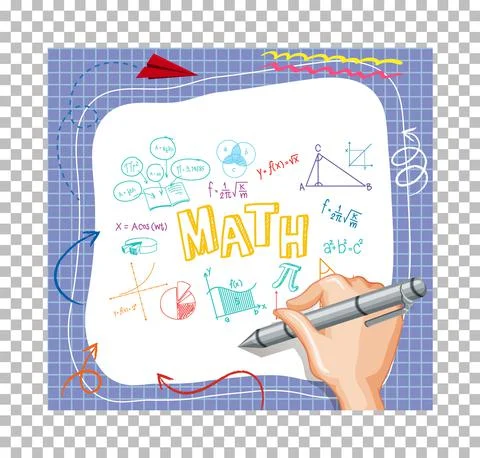 Hand writing math formula on paper note with grid background Stock Illustration